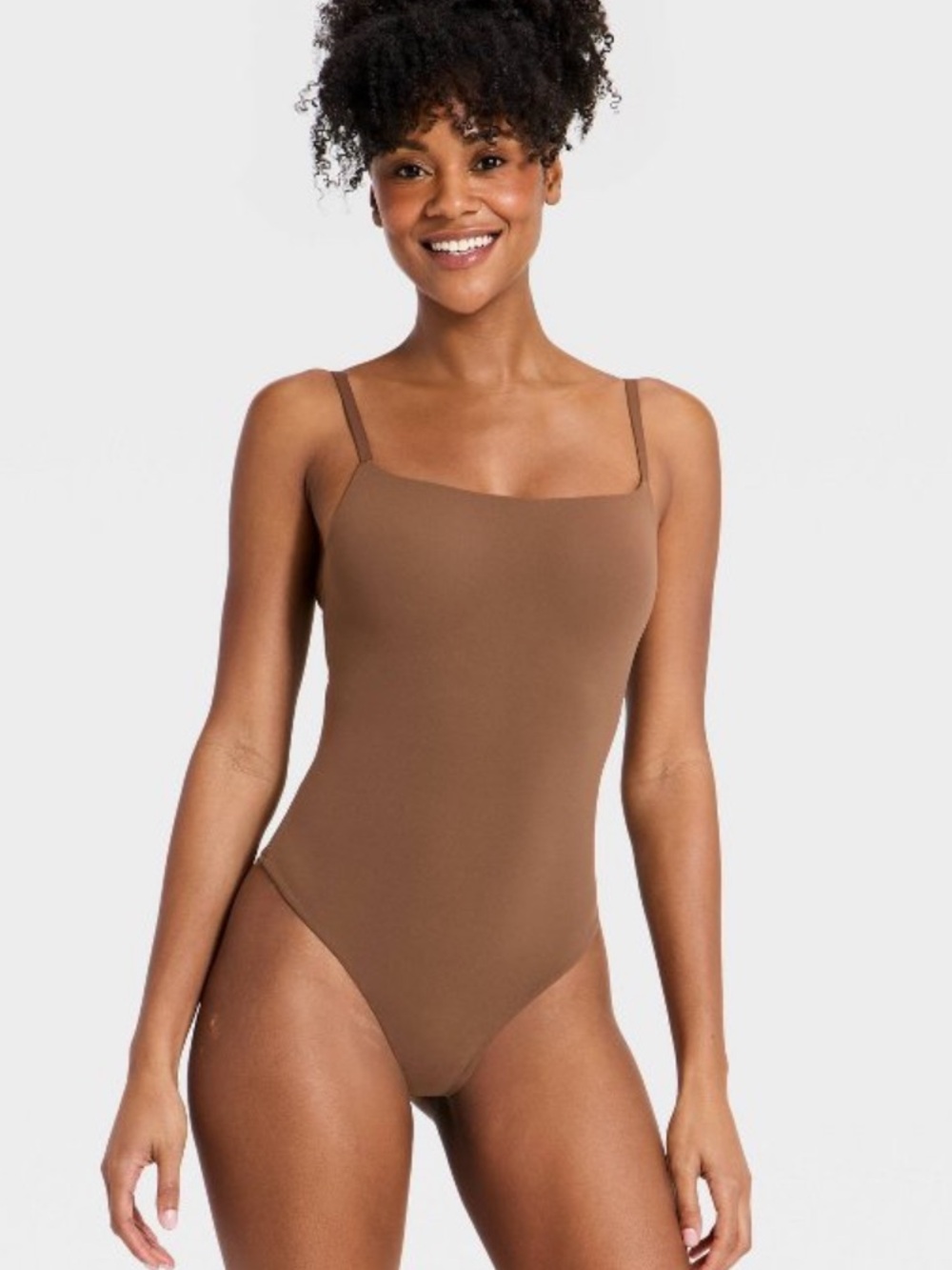 Women's Luxe Stretch Lightly Lined Cami Bodysuit - Auden™
Golden Brown new